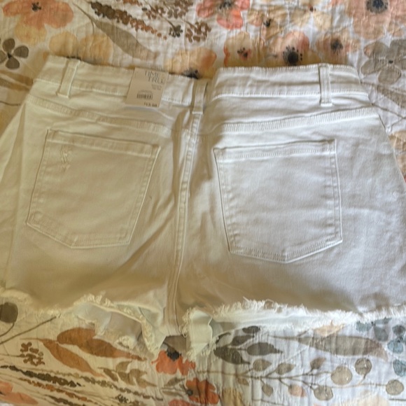 Time and Tru White Jean Shorts with Distressed Details - Picture 3 of 4